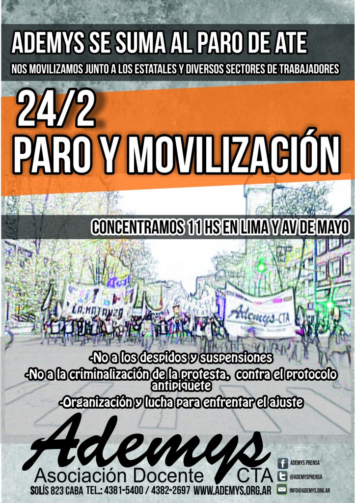 Mié. 24/2 Paro y la movilización en la Jornada de Lucha » Ademys