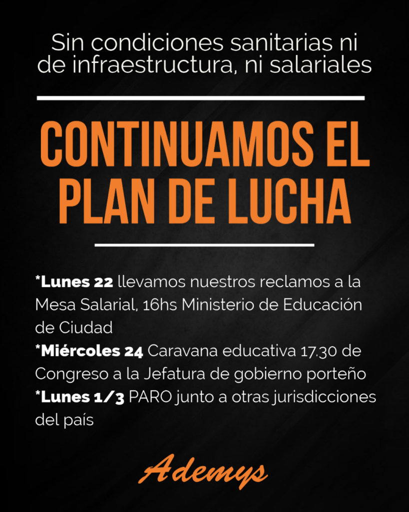 CONTINUAMOS EL PLAN DE LUCHA » Ademys